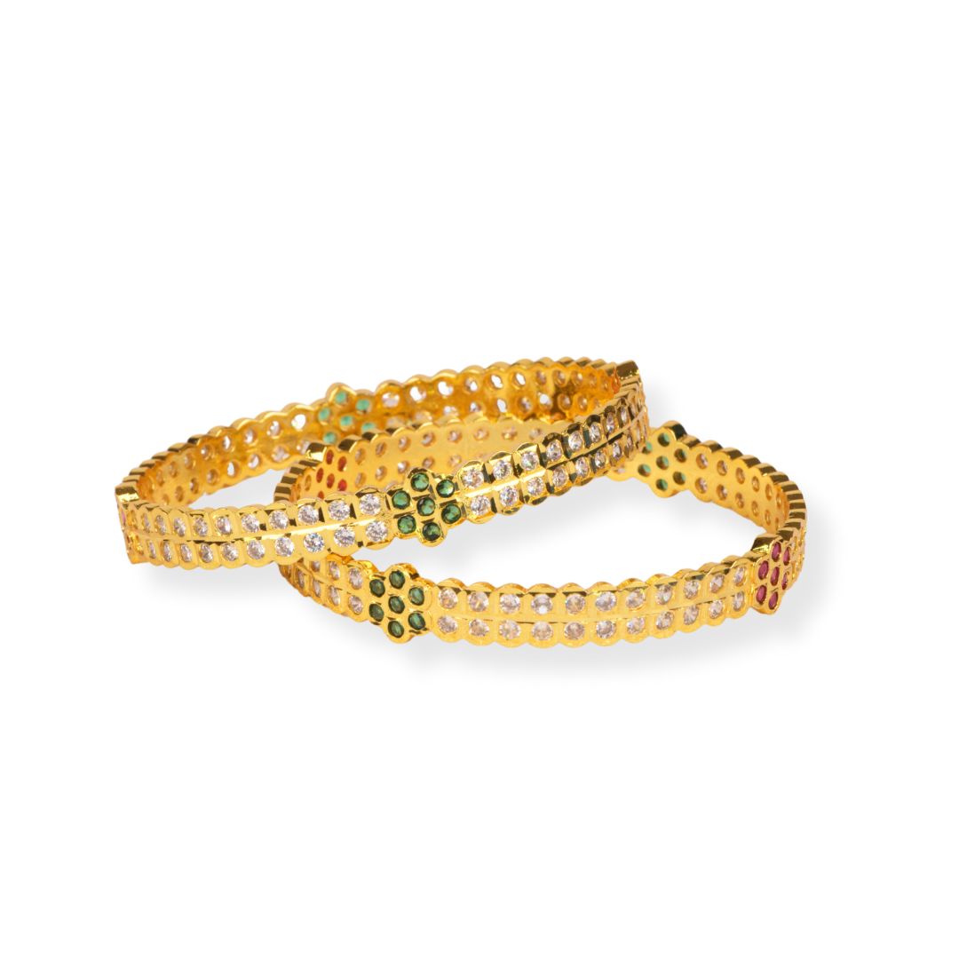 Sparkling Stone Bangles (Gold Plated)