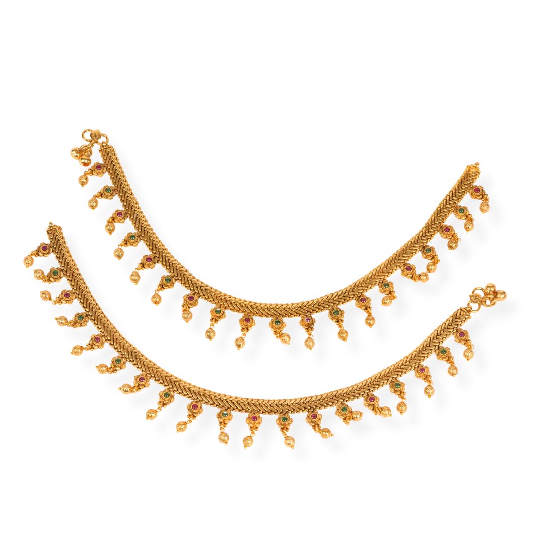 Antique Ghungroo Anklet (Kolusu) – Gold Plated