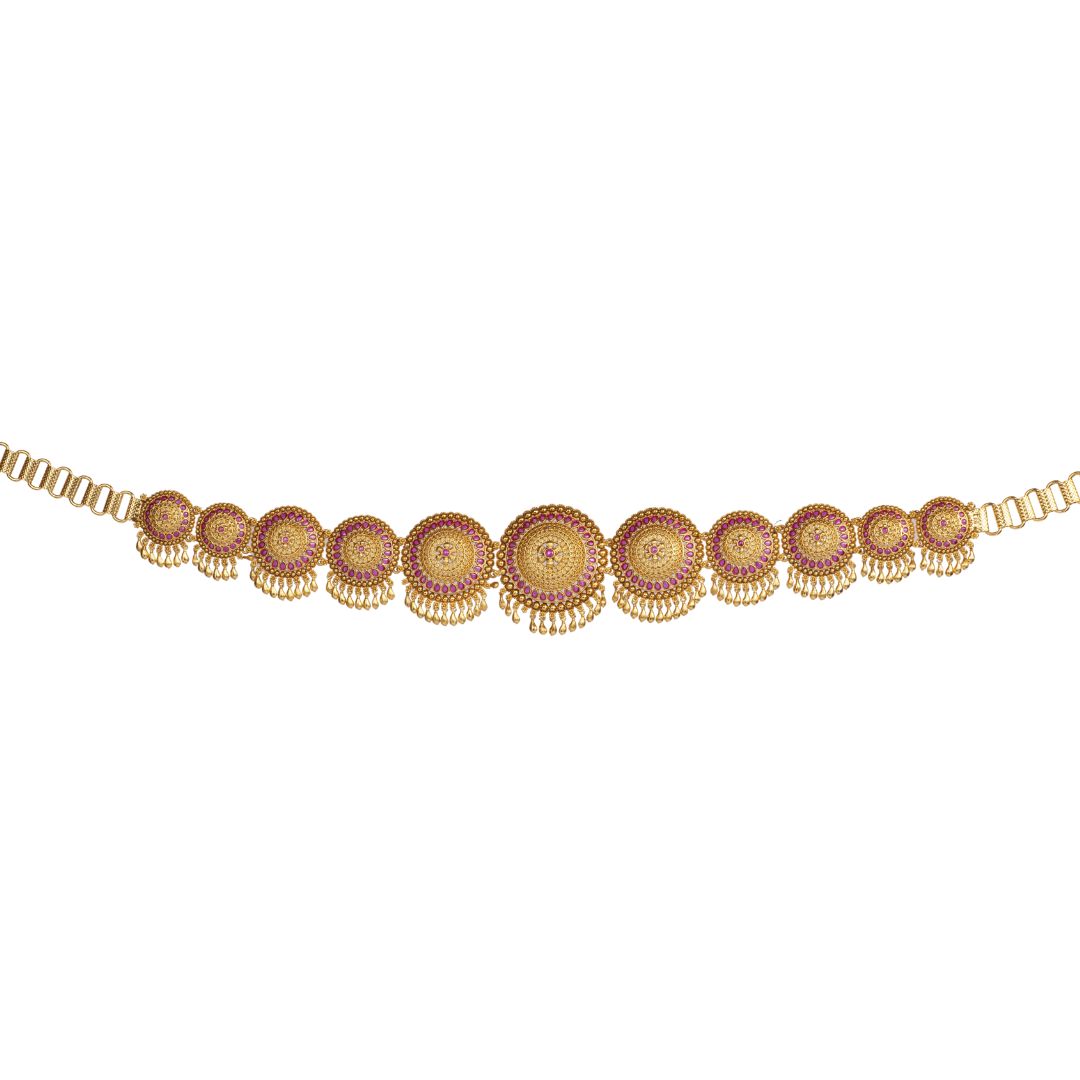 Round Medallions Red Stone Antique Ottiyanam