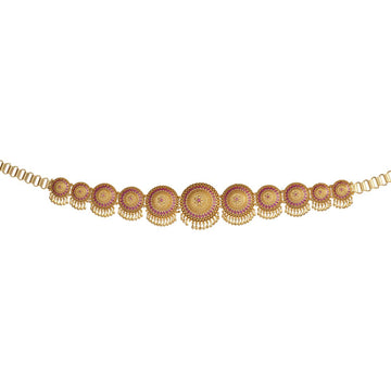 Round Medallions Red Stone Antique Ottiyanam