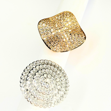 Cushion Cut Floral Domed Cluster Ring