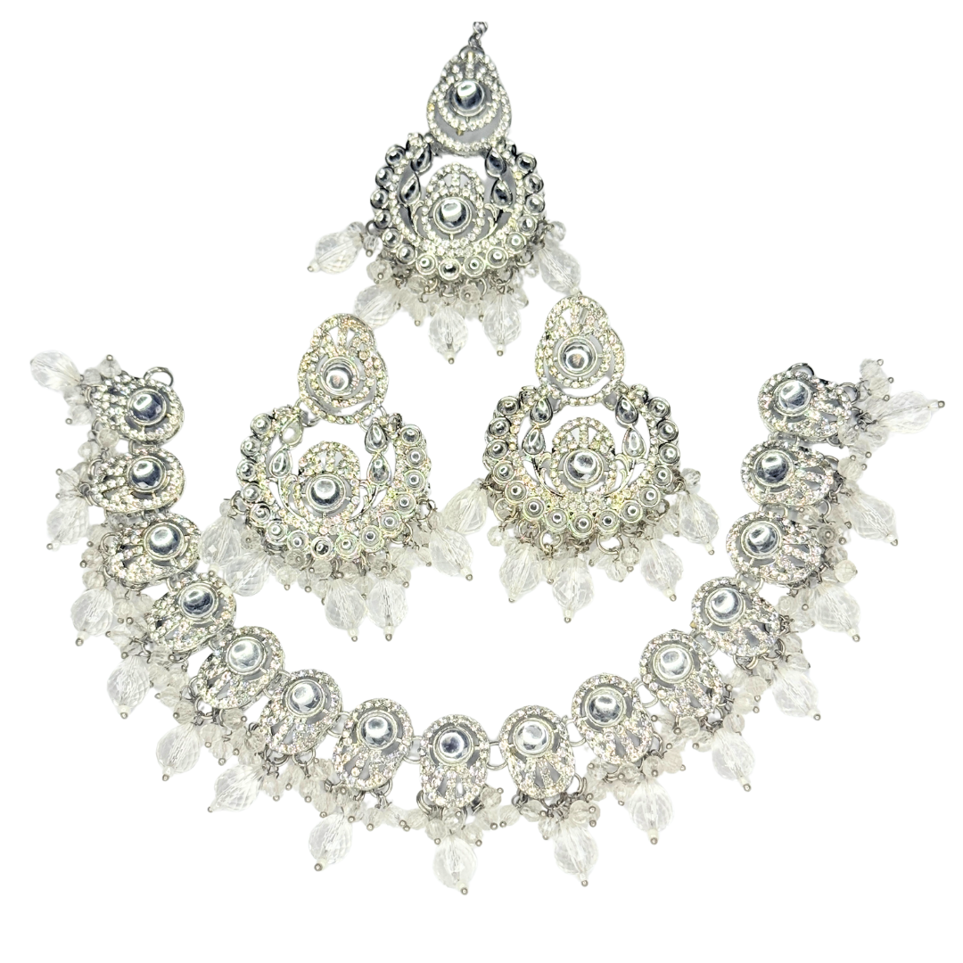 Dhyani Radium Tone Kundhan Pearl Necklace