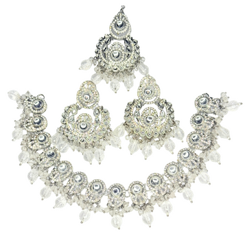 Dhyani Radium Tone Kundhan Pearl Necklace