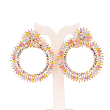 Dhwani Earrings – Rose Gold with Multi-Color Stones