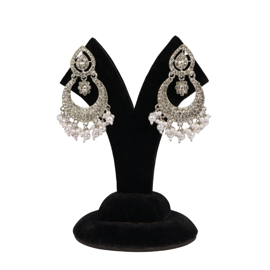 Dhwani Earrings – Silver Finish Model 2