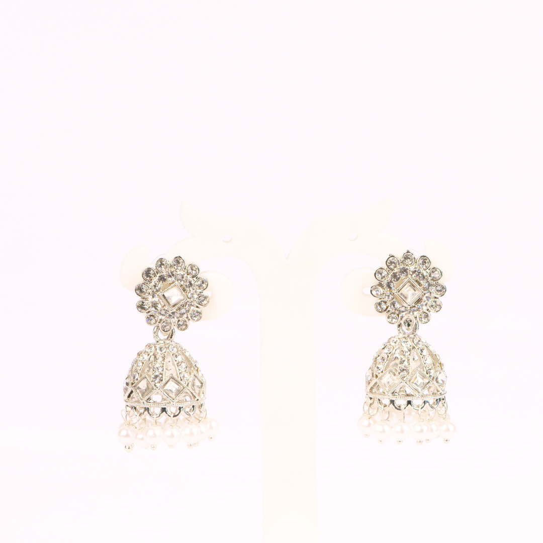 Dhwani Earrings – Silver Finish Model 4