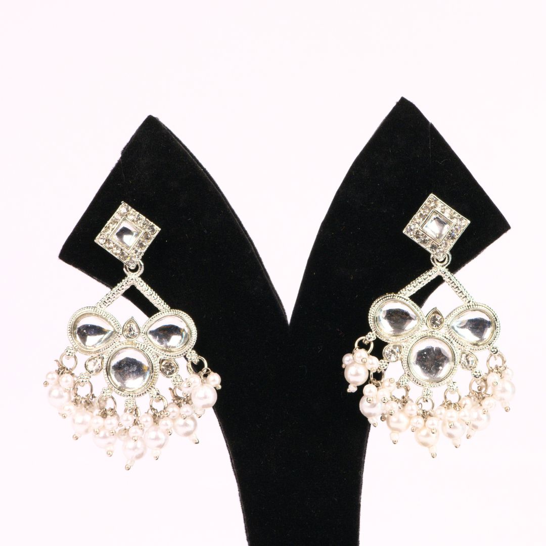 Dhwani Earrings – Silver Finish Model 3