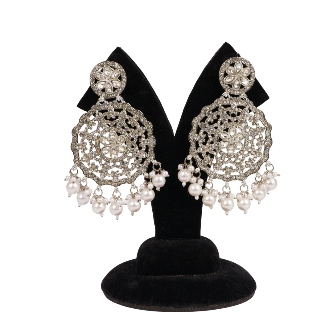 Dhwani Earrings – Silver Finish Model 5